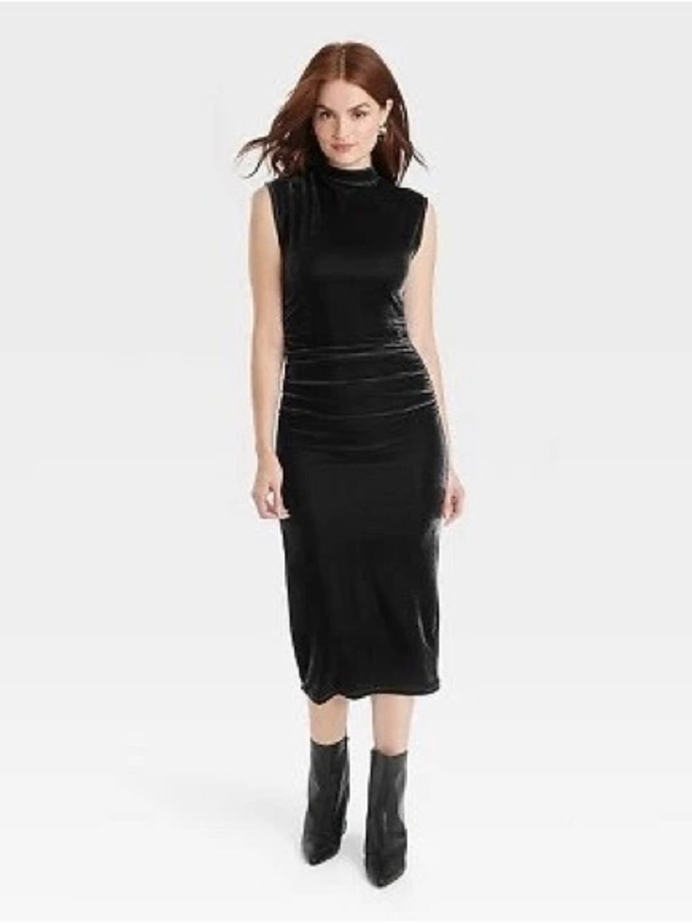 A New Day Women’s Velour Side Ruched Drapery Bodycon Dress